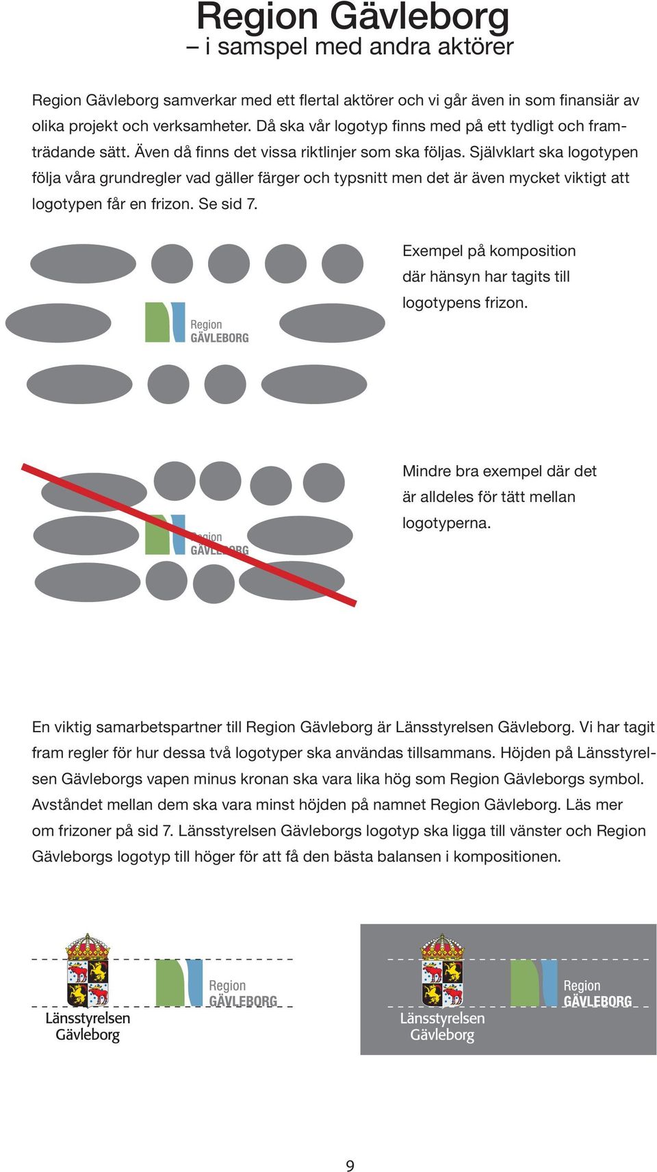 Självklart ska logotypen följa våra grundregler vad gäller färger och typsnitt men det är även mycket viktigt att logotypen får en frizon. Se sid 7.