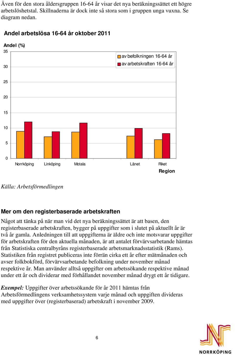 om den registerbaserade arbetskraften Något att tänka på när man vid det nya beräkningssättet är att basen, den registerbaserade arbetskraften, bygger på uppgifter som i slutet på aktuellt år är två