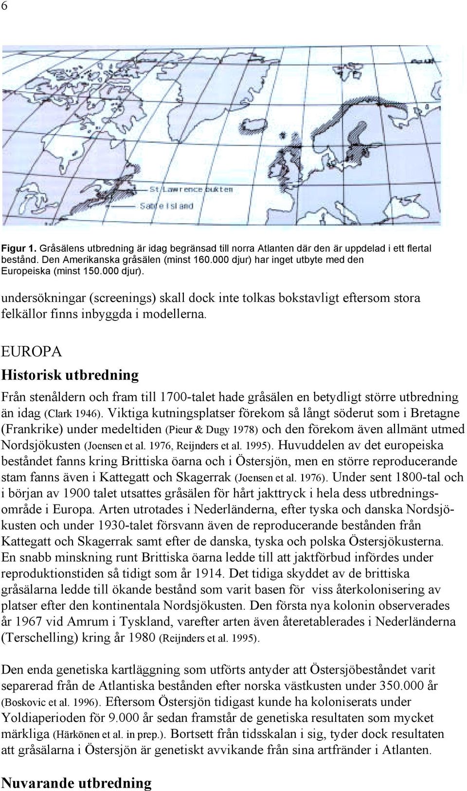 EUROPA Historisk utbredning Från stenåldern och fram till 1700-talet hade gråsälen en betydligt större utbredning än idag (Clark 1946).