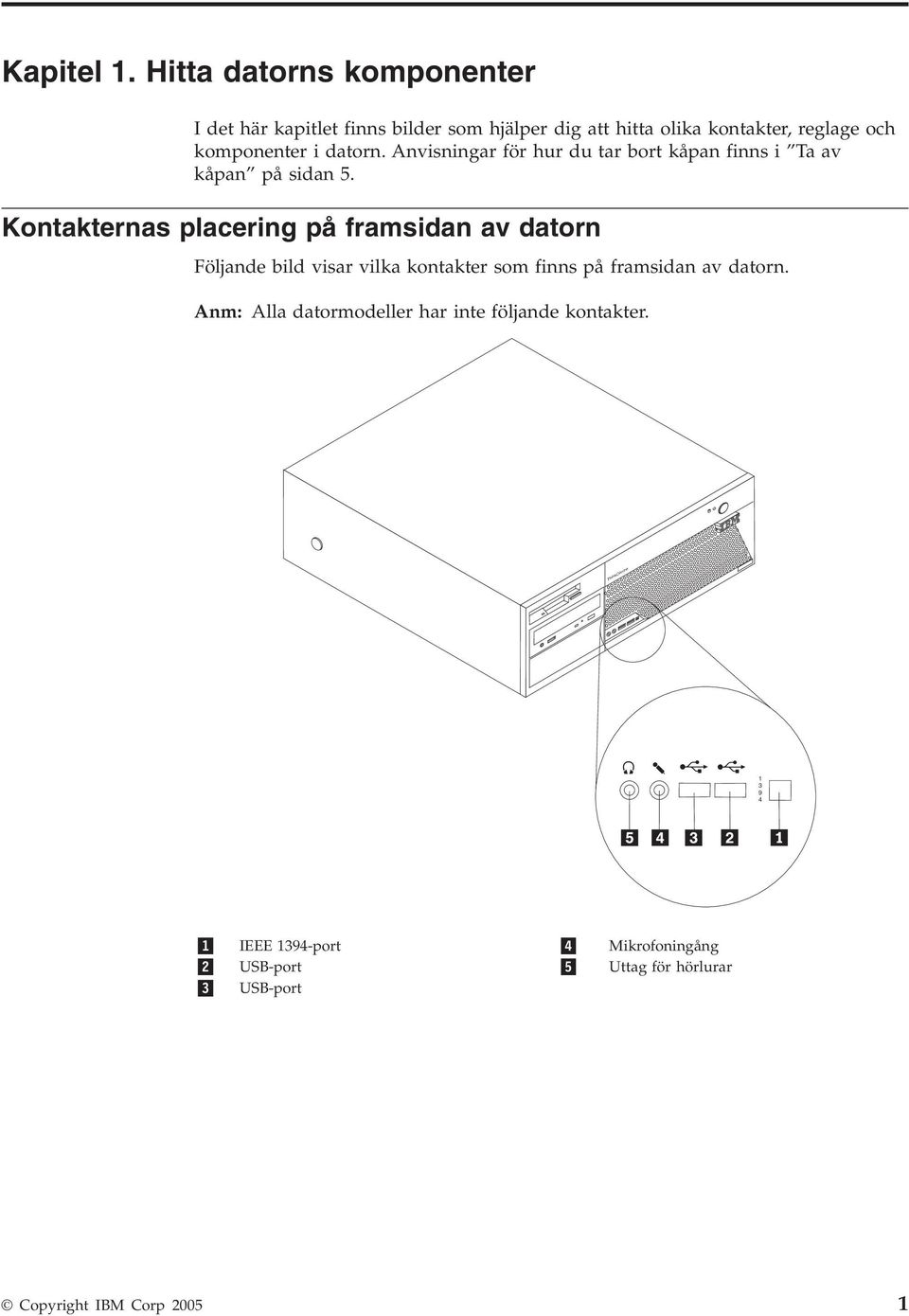 datorn. Anvisningar för hur du tar bort kåpan finns i Ta av kåpan på sidan 5.