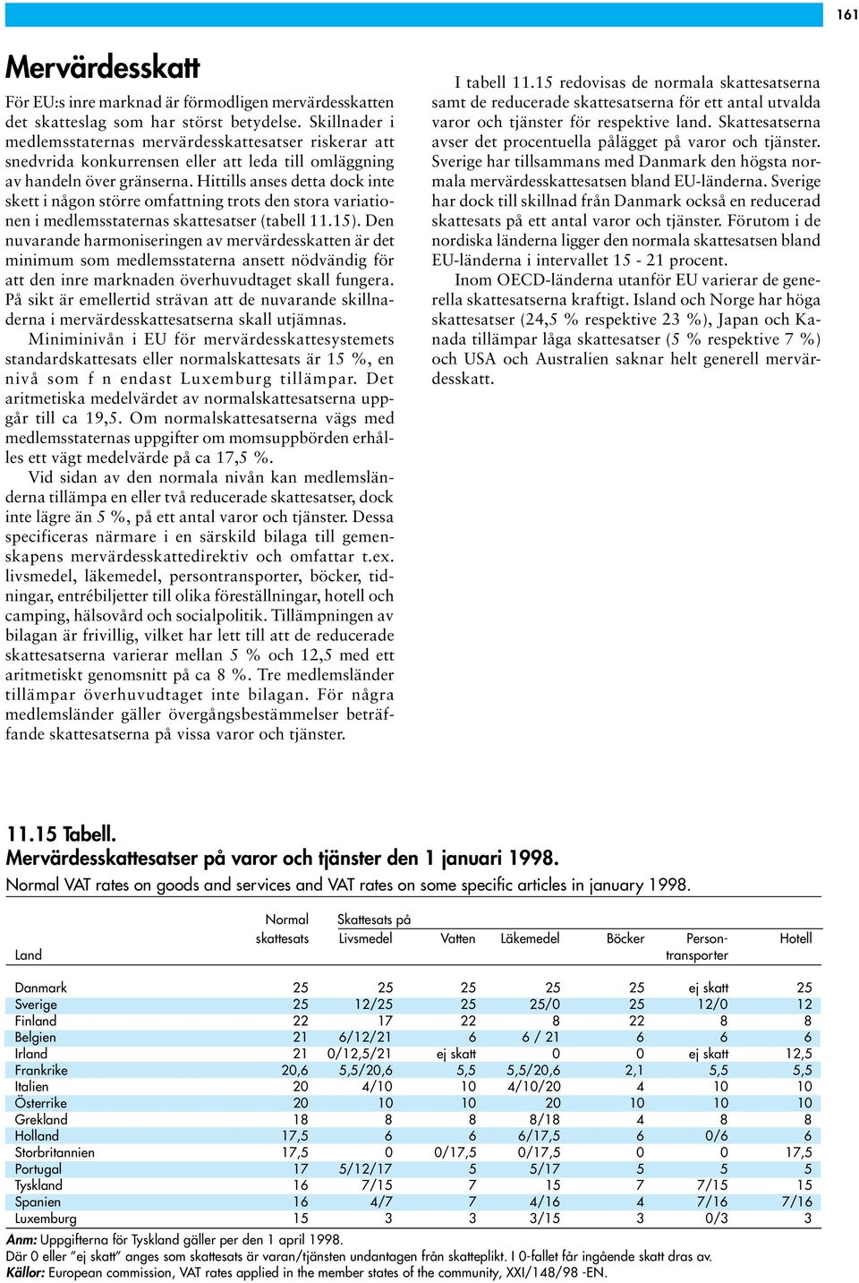 Hittills anses detta dock inte skett i någon större omfattning trots den stora variationen i medlemsstaternas skattesatser (tabell 11.15).