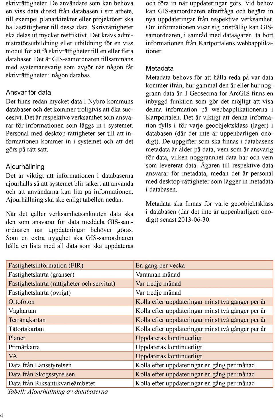 Det är GIS-samordnaren tillsammans med systemansvarig som avgör när någon får skrivrättigheter i någon databas.