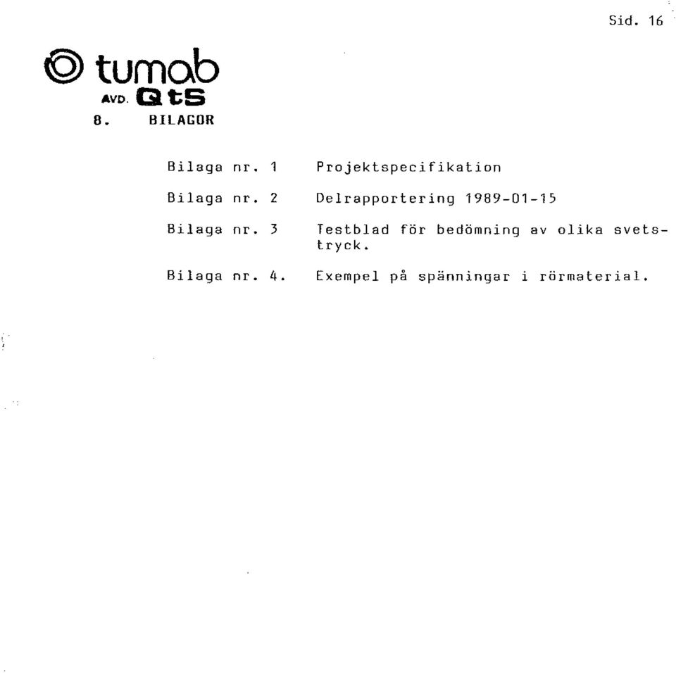 3 Prjektspecifikatin Delrapprtering 1989-01-15