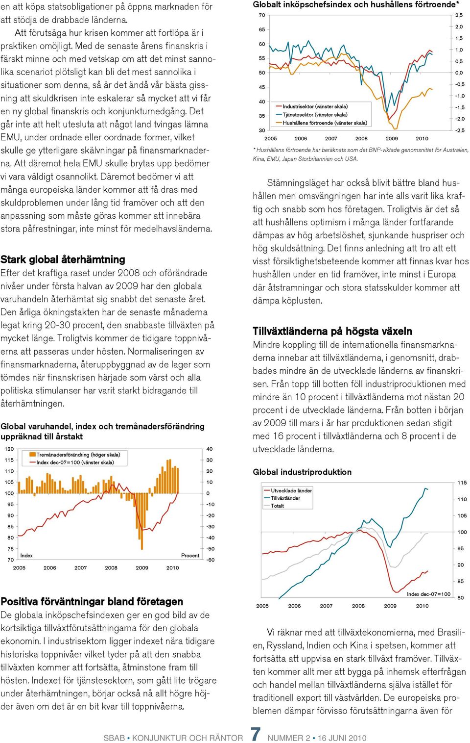 skuldkrisen inte eskalerar så mycket att vi får en ny global finanskris och konjunkturnedgång.