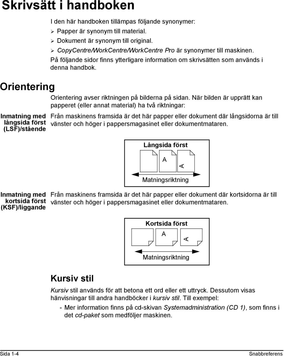 Orientering Orientering avser riktningen på bilderna på sidan.