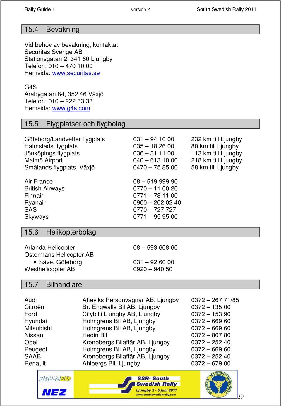 5 Flygplatser och flygbolag Göteborg/Landvetter flygplats 031 94 10 00 232 km till Ljungby Halmstads flygplats 035 18 26 00 80 km till Ljungby Jönköpings flygplats 036 31 11 00 113 km till Ljungby