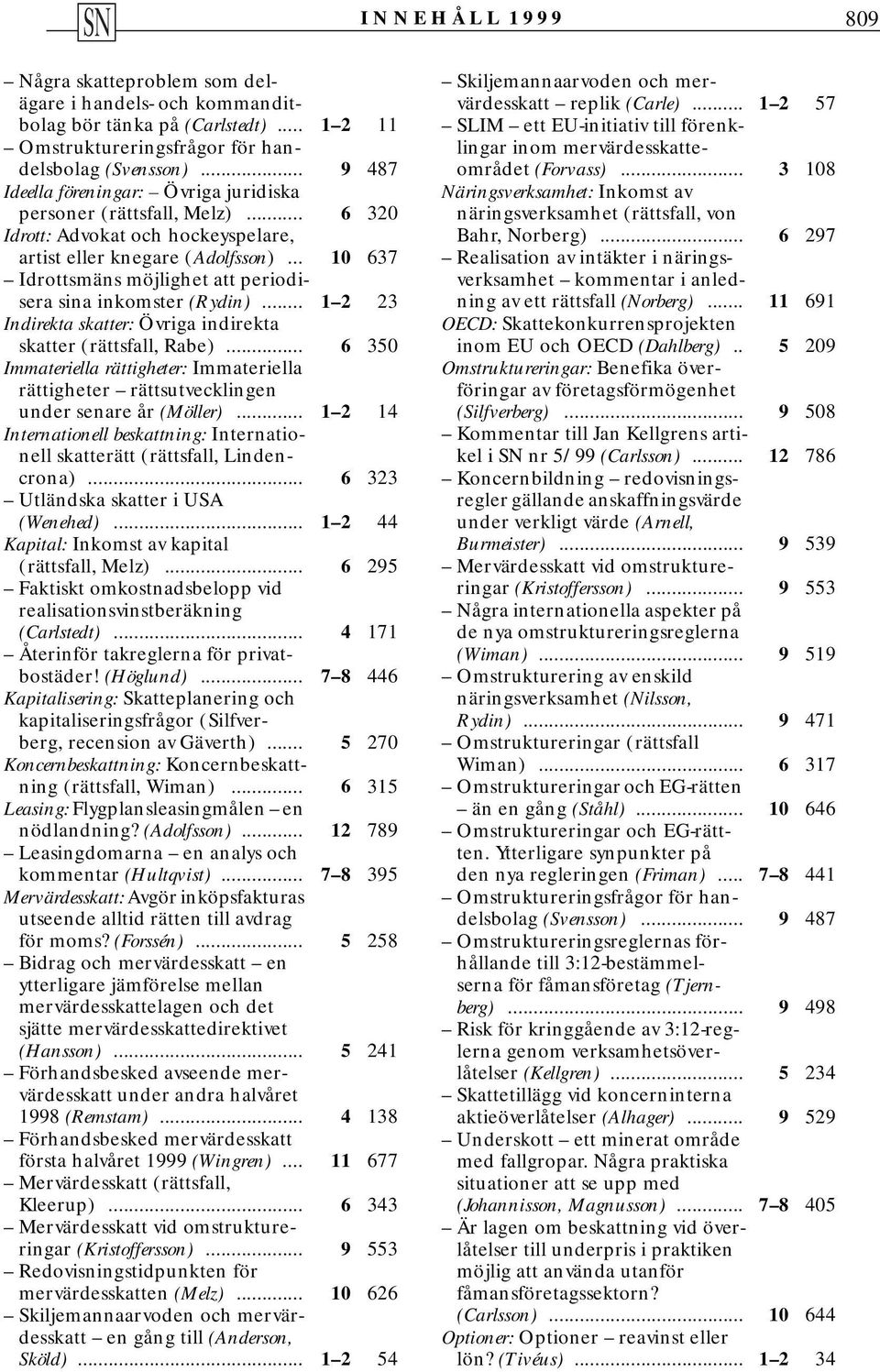 .. 10 637 Idrottsmäns möjlighet att periodisera sina inkomster (Rydin)... 1 2 23 Indirekta skatter: Övriga indirekta skatter (rättsfall, Rabe).