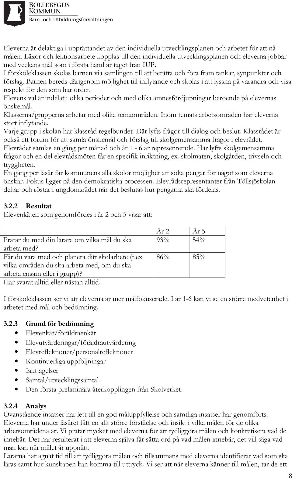 I förskoleklassen skolas barnen via samlingen till att berätta och föra fram tankar, synpunkter och förslag.