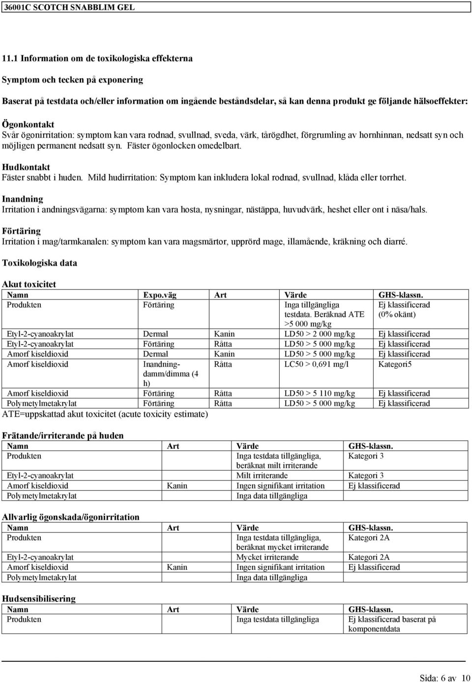 Hudkontakt Fäster snabbt i huden. Mild hudirritation: Symptom kan inkludera lokal rodnad, svullnad, klåda eller torrhet.