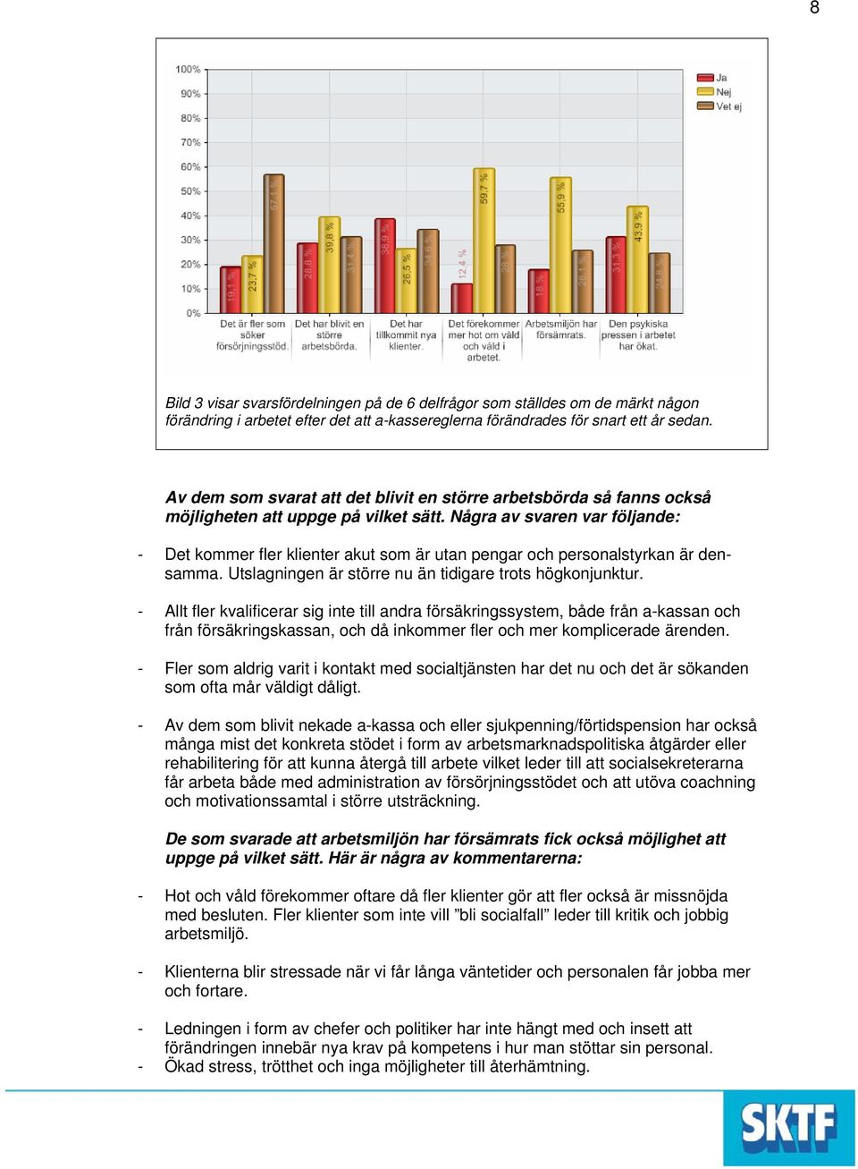 Några av svaren var följande: - Det kommer fler klienter akut som är utan pengar och personalstyrkan är densamma. Utslagningen är större nu än tidigare trots högkonjunktur.