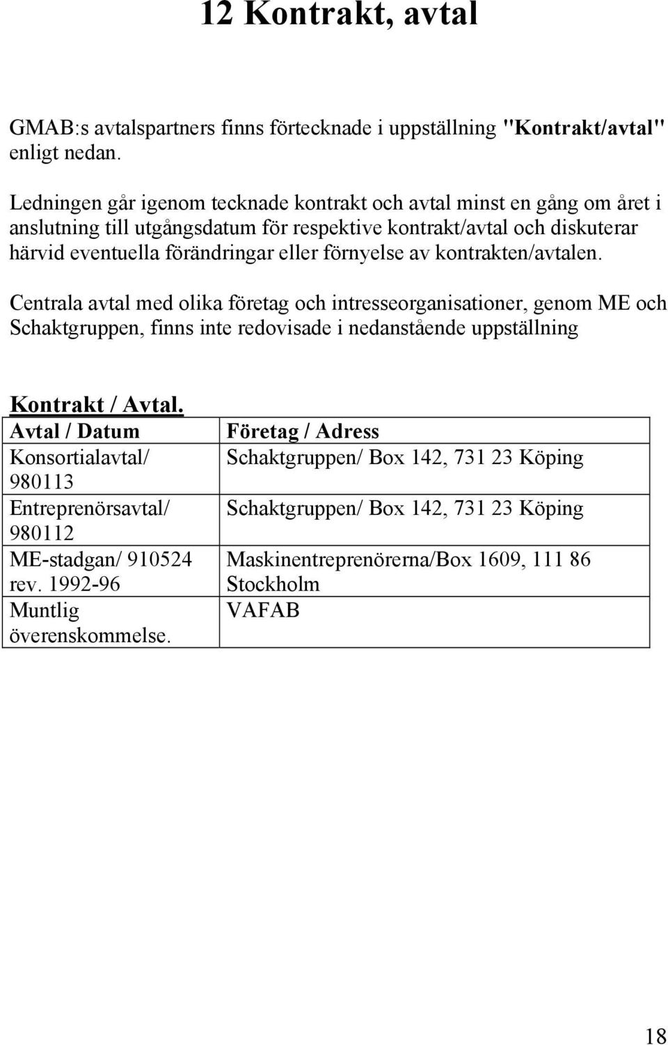 förnyelse av kontrakten/avtalen.