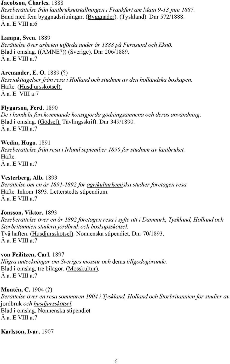 ) Reseiakttagelser från resa i Holland och studium av den holländska boskapen. Häfte. (Husdjursskötsel). Flygarson, Ferd.