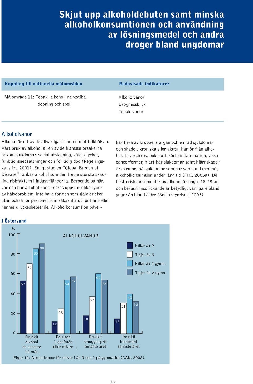 Vårt bruk av alkohol är en av de främsta orsakerna bakom sjukdomar, social utslagning, våld, olyckor, funktionsnedsättningar och för tidig död (Regeringskansliet, 2001).