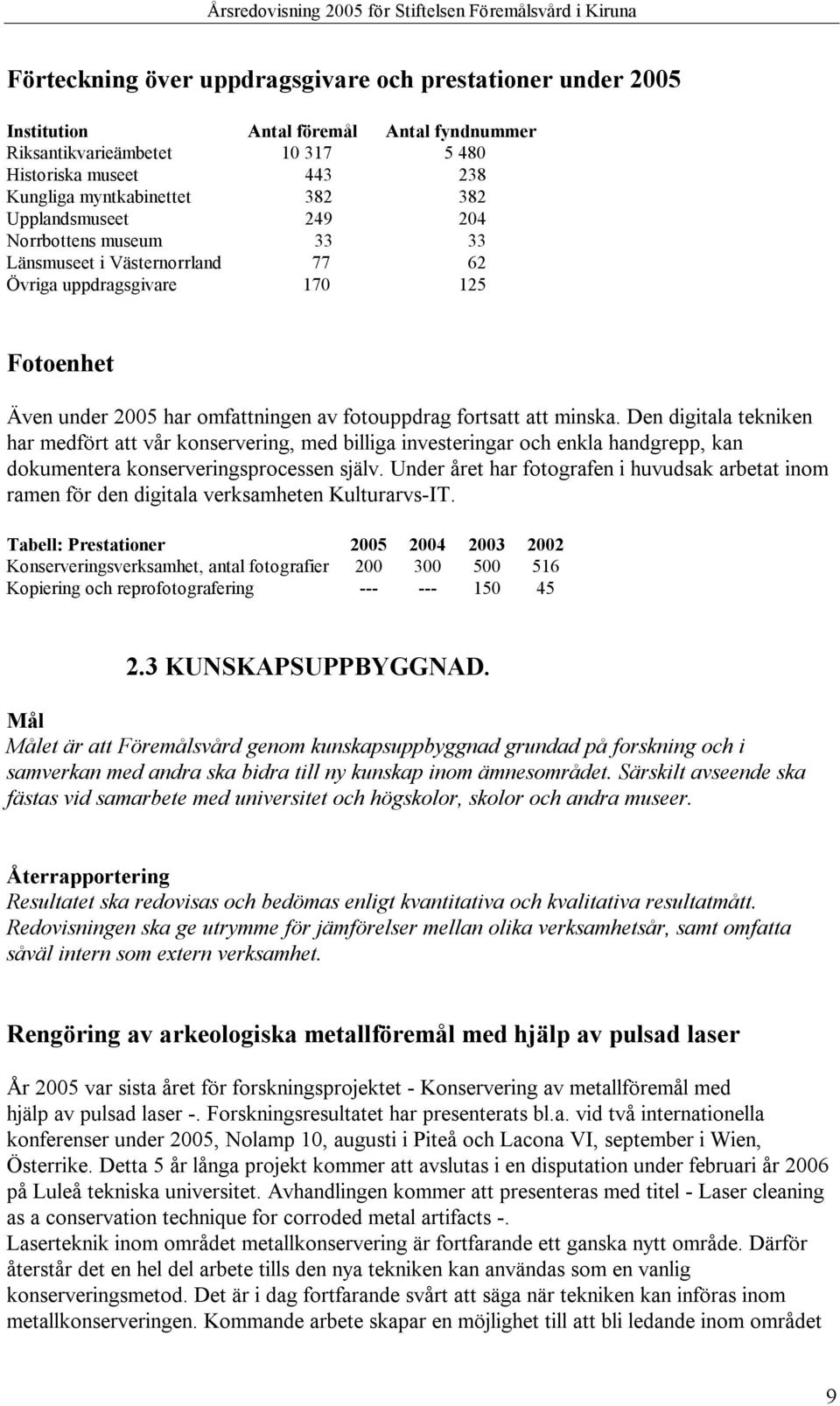 Den digitala tekniken har medfört att vår konservering, med billiga investeringar och enkla handgrepp, kan dokumentera konserveringsprocessen själv.