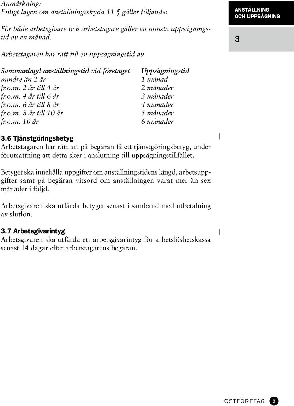 o.m. 8 år till 10 år fr.o.m. 10 år Uppsägningstid 1 månad 2 månader 3 månader 4 månader 5 månader 6 månader 3.