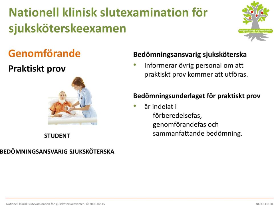 STUDENT Bedömningsunderlaget för praktiskt prov är indelat i