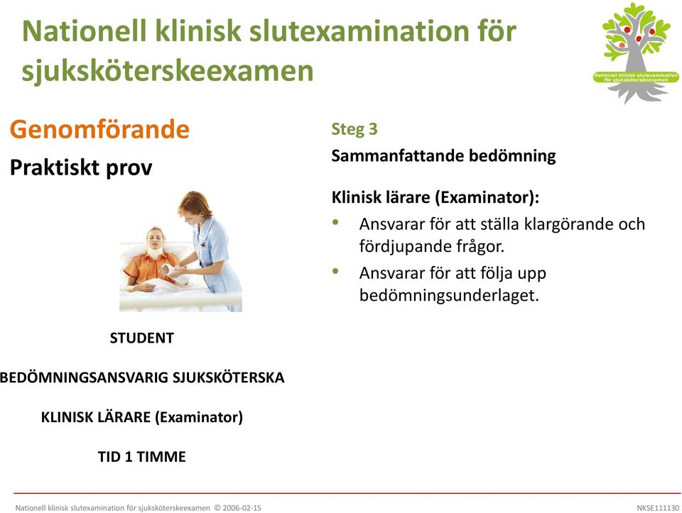 Ansvarar för att följa upp bedömningsunderlaget.