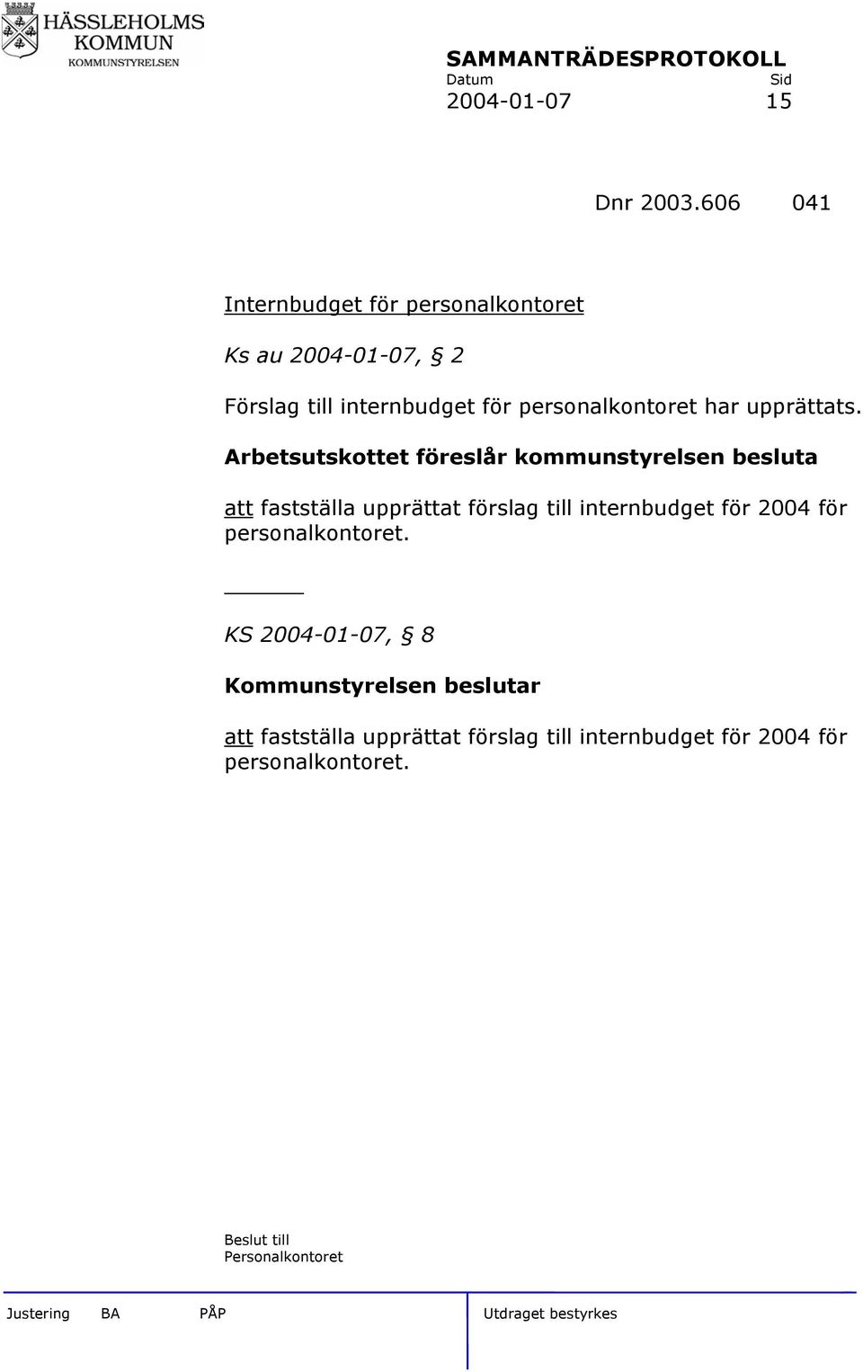 personalkontoret har upprättats.