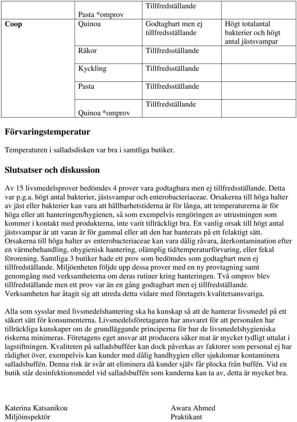 Orsakerna till höga halter av jäst eller bakterier kan vara att hållbarhetstiderna är för långa, att temperaturerna är för höga eller att hanteringen/hygienen, så som exempelvis rengöringen av