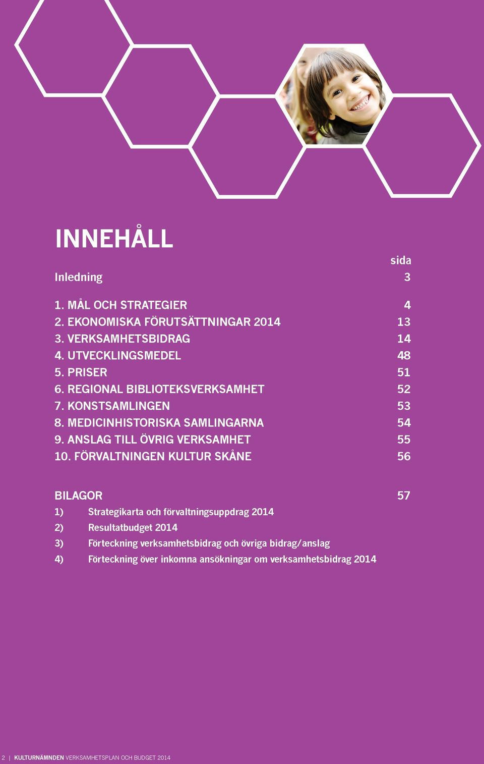 FÖRVALTNINGEN KULTUR SKÅNE 56 BILAGOR 57 1) Strategikarta och förvaltningsuppdrag 2014 2) Resultatbudget 2014 3) Förteckning