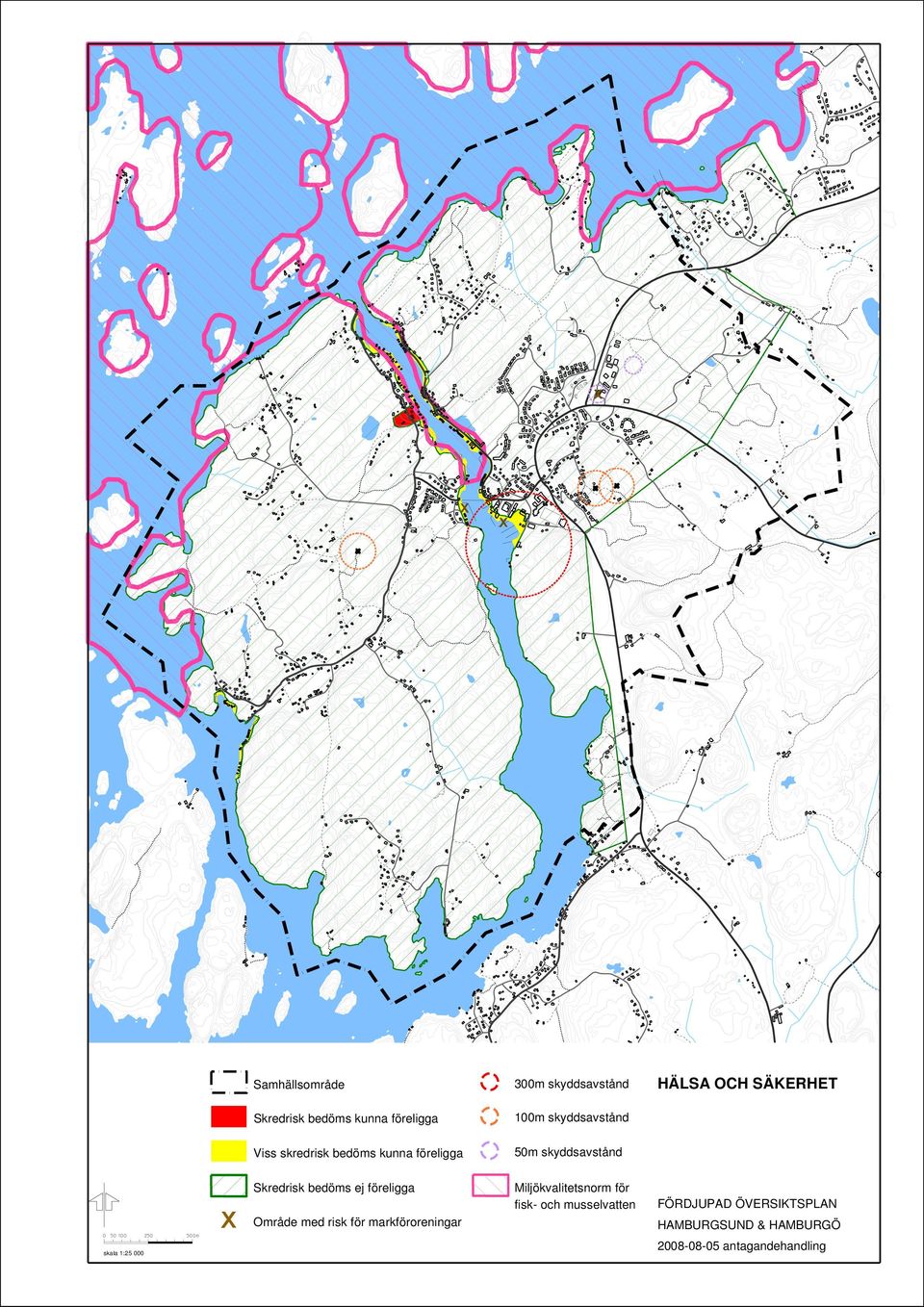 Skredrisk bedöms ej föreligga Område med risk för markföroreningar Miljökvalitetsnorm för