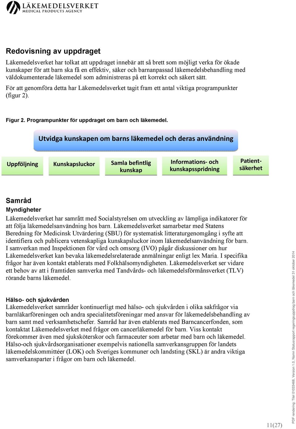 För att genomföra detta har Läkemedelsverket tagit fram ett antal viktiga programpunkter (figur 2). Figur 2. Programpunkter för uppdraget om barn och läkemedel.