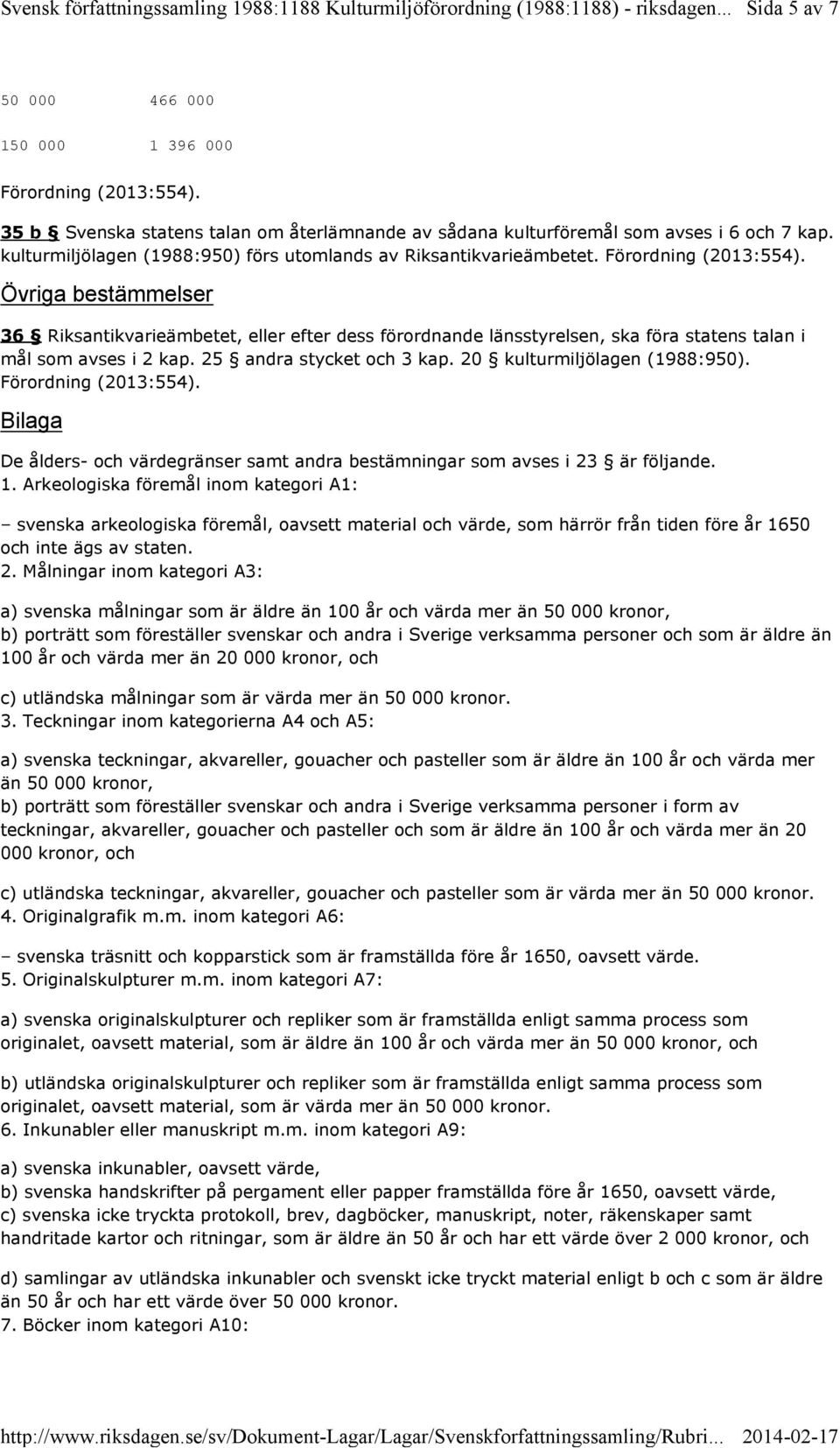 Övriga bestämmelser 36 Riksantikvarieämbetet, eller efter dess förordnande länsstyrelsen, ska föra statens talan i mål som avses i 2 kap. 25 andra stycket och 3 kap. 20 kulturmiljölagen (1988:950).