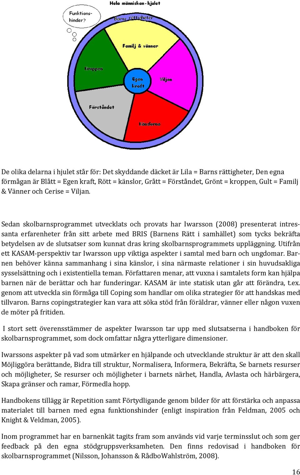 Sedan skolbarnsprogrammet utvecklats och provats har Iwarsson (2008) presenterat intressanta erfarenheter från sitt arbete med BRIS (Barnens Rätt i samhället) som tycks bekräfta betydelsen av de