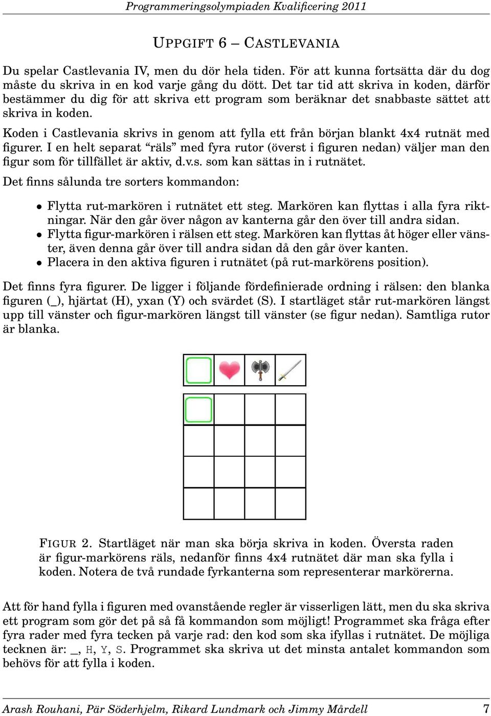 Koden i Castlevania skrivs in genom att fylla ett från början blankt 4x4 rutnät med figurer.