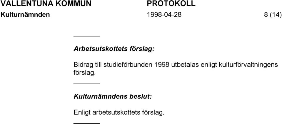 utbetalas enligt kulturförvaltningens förslag.