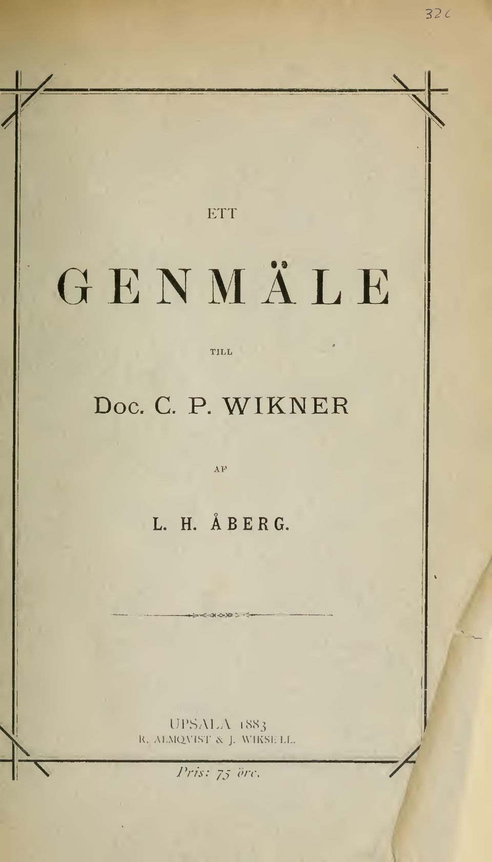 WIKNER L. H. ÅBERG. DPSALA 1.