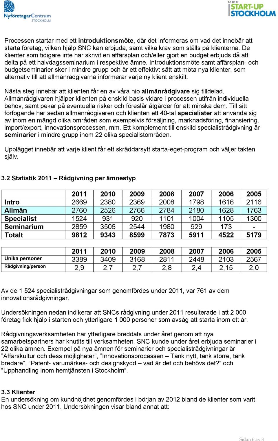 Introduktionsmöte samt affärsplan- och budgetseminarier sker i mindre grupp och är ett effektivt sätt att möta nya klienter, som alternativ till att allmänrådgivarna informerar varje ny klient