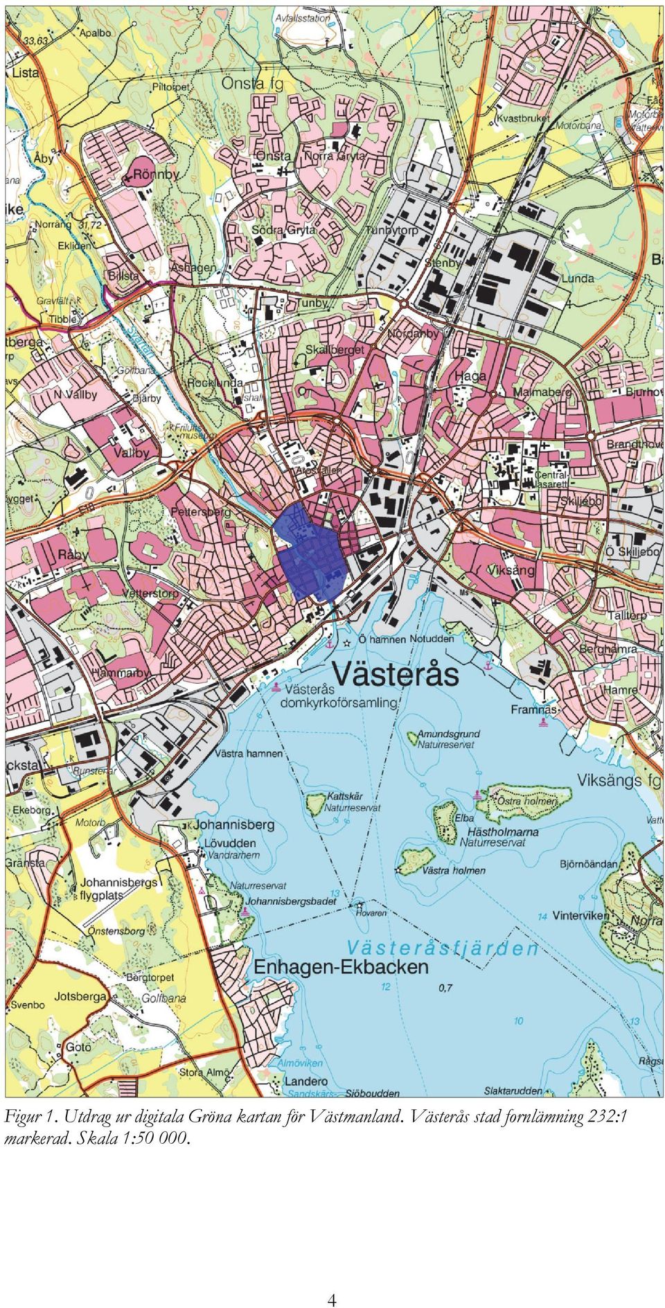 kartan för Västmanland.