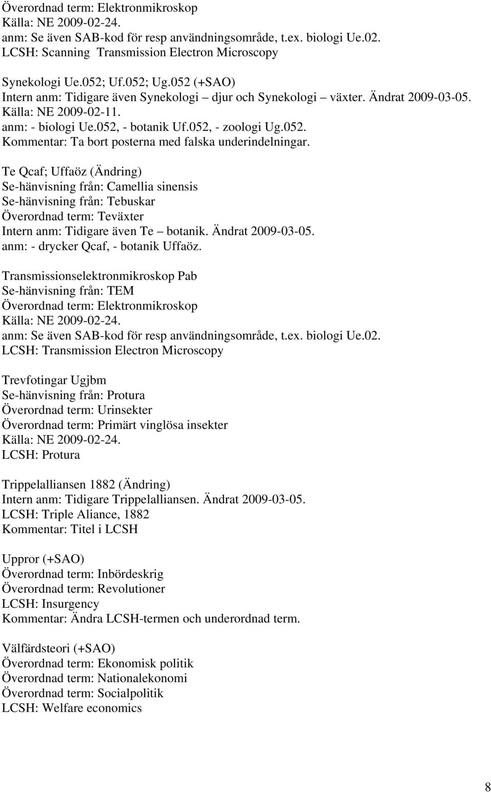 Te Qcaf; Uffaöz (Ändring) Se-hänvisning från: Camellia sinensis Se-hänvisning från: Tebuskar Överordnad term: Teväxter Intern anm: Tidigare även Te botanik. Ändrat 2009-03-05.