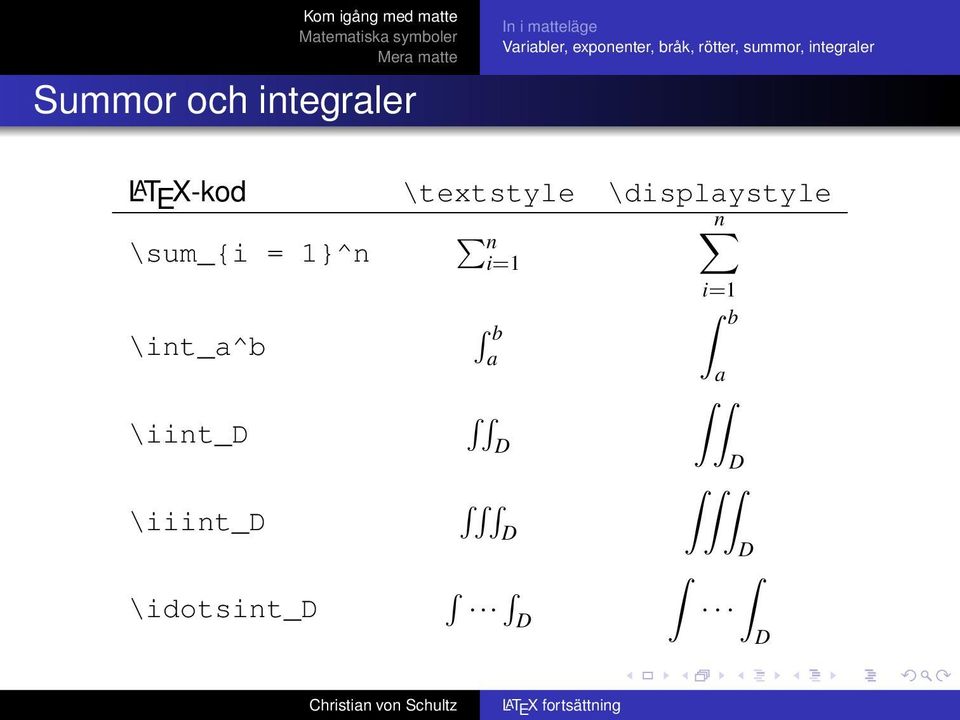 1}^n \int_a^b \iint_d \iiint_d