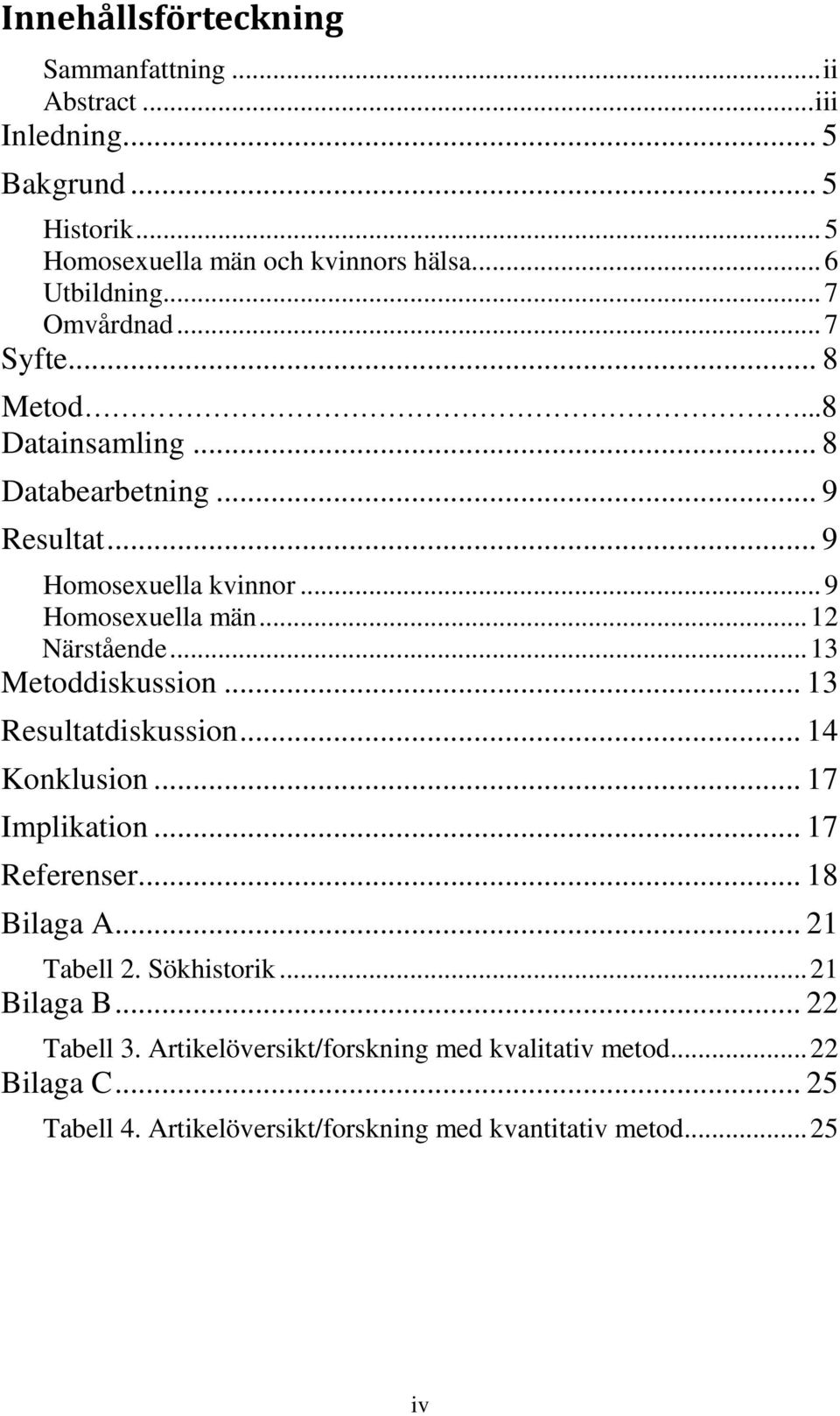 .. 13 Metoddiskussion... 13 Resultatdiskussion... 14 Konklusion... 17 Implikation... 17 Referenser... 18 Bilaga A... 21 Tabell 2. Sökhistorik.