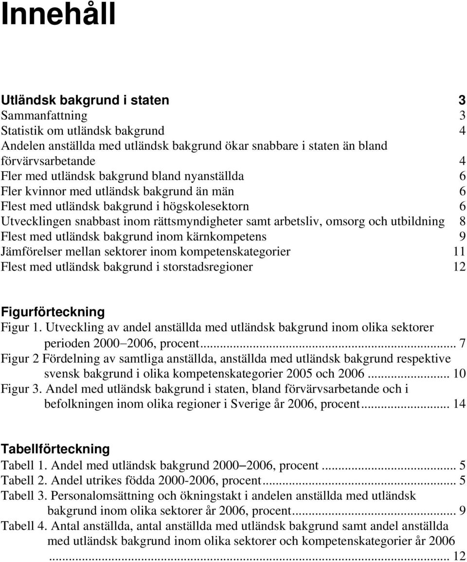 utbildning 8 Flest med utländsk bakgrund inom kärnkompetens 9 Jämförelser mellan sektorer inom kompetenskategorier 11 Flest med utländsk bakgrund i storstadsregioner 12 Figurförteckning Figur 1.