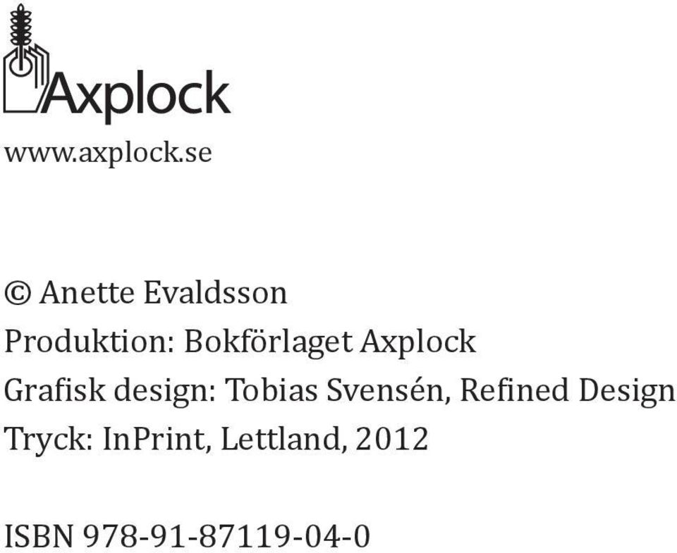 Bokförlaget Axplock Grafisk design: