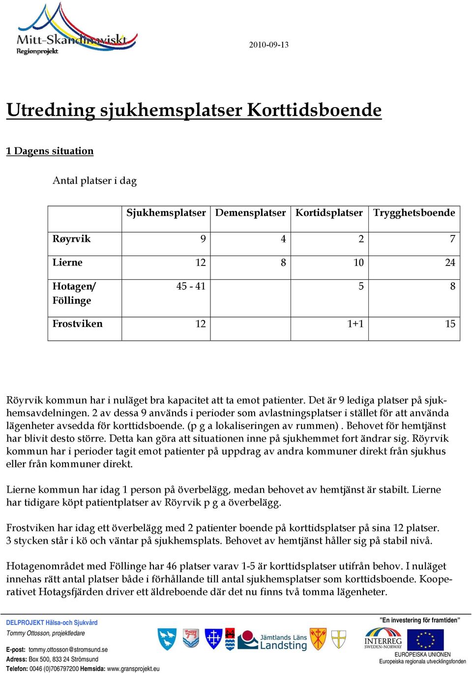 2 av dessa 9 används i perioder som avlastningsplatser i stället för att använda lägenheter avsedda för korttidsboende. (p g a lokaliseringen av rummen). Behovet för hemtjänst har blivit desto större.