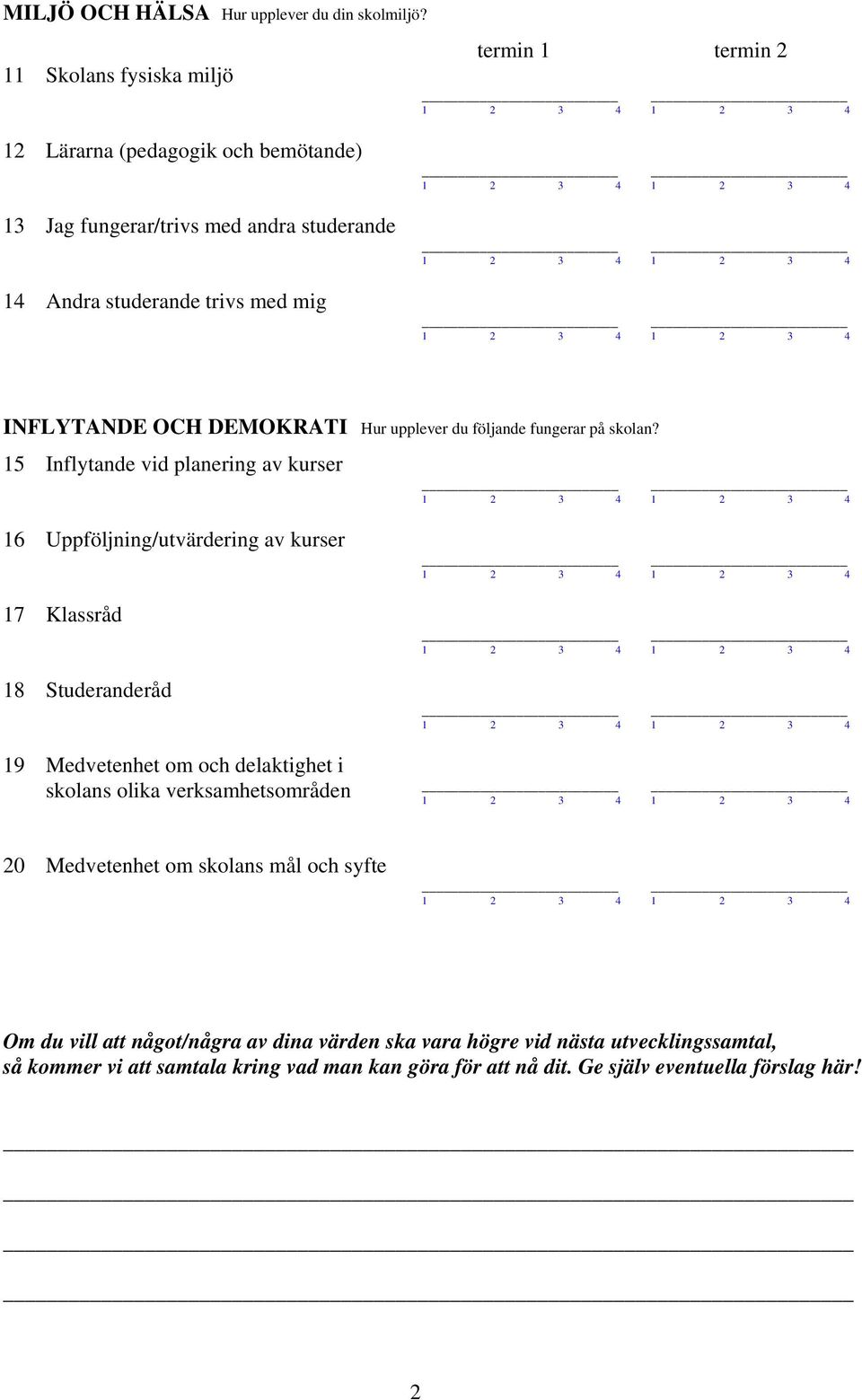 OCH DEMOKRATI Hur upplever du följande fungerar på skolan?