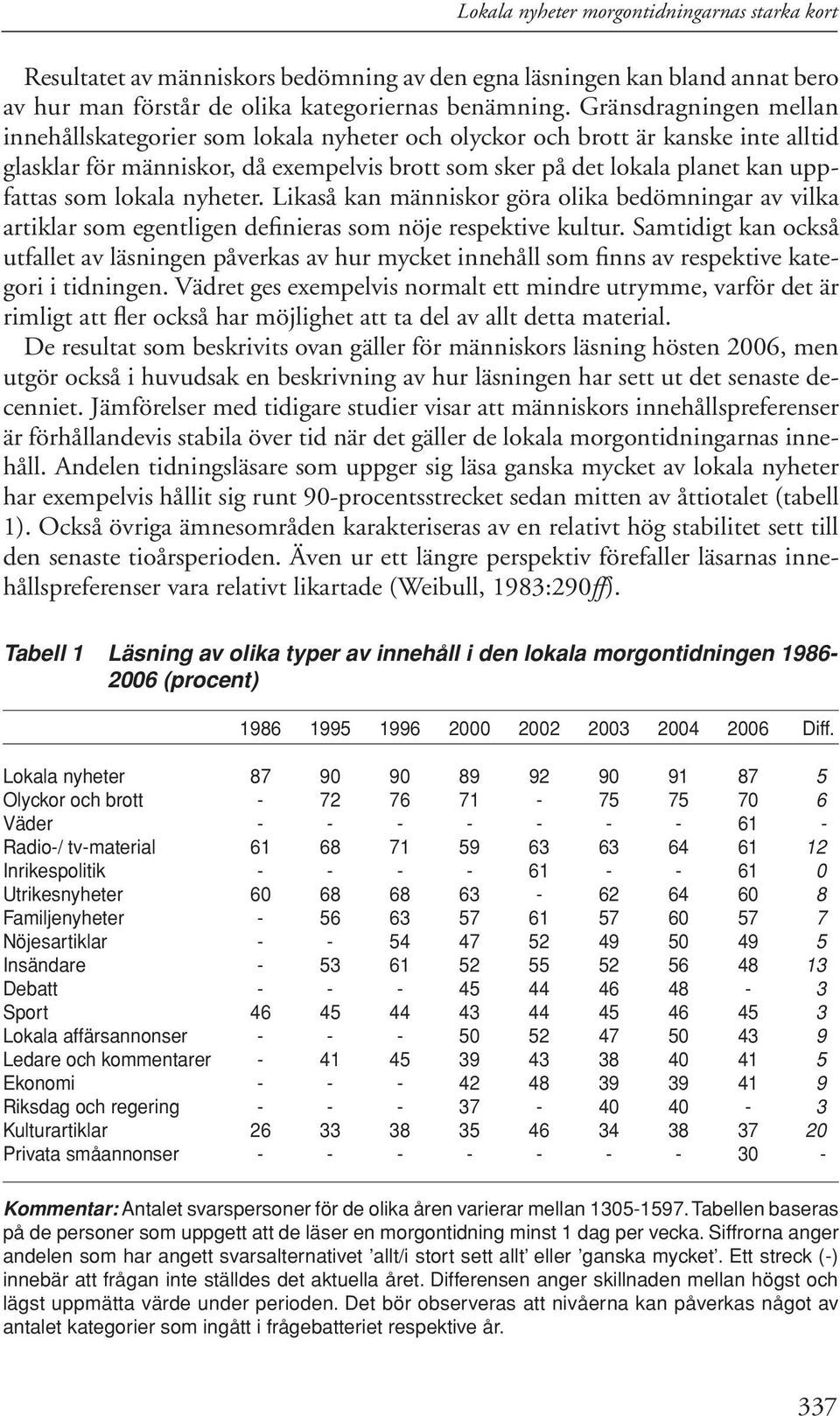 lokala nyheter. Likaså kan människor göra olika bedömningar av vilka artiklar som egentligen definieras som nöje respektive kultur.