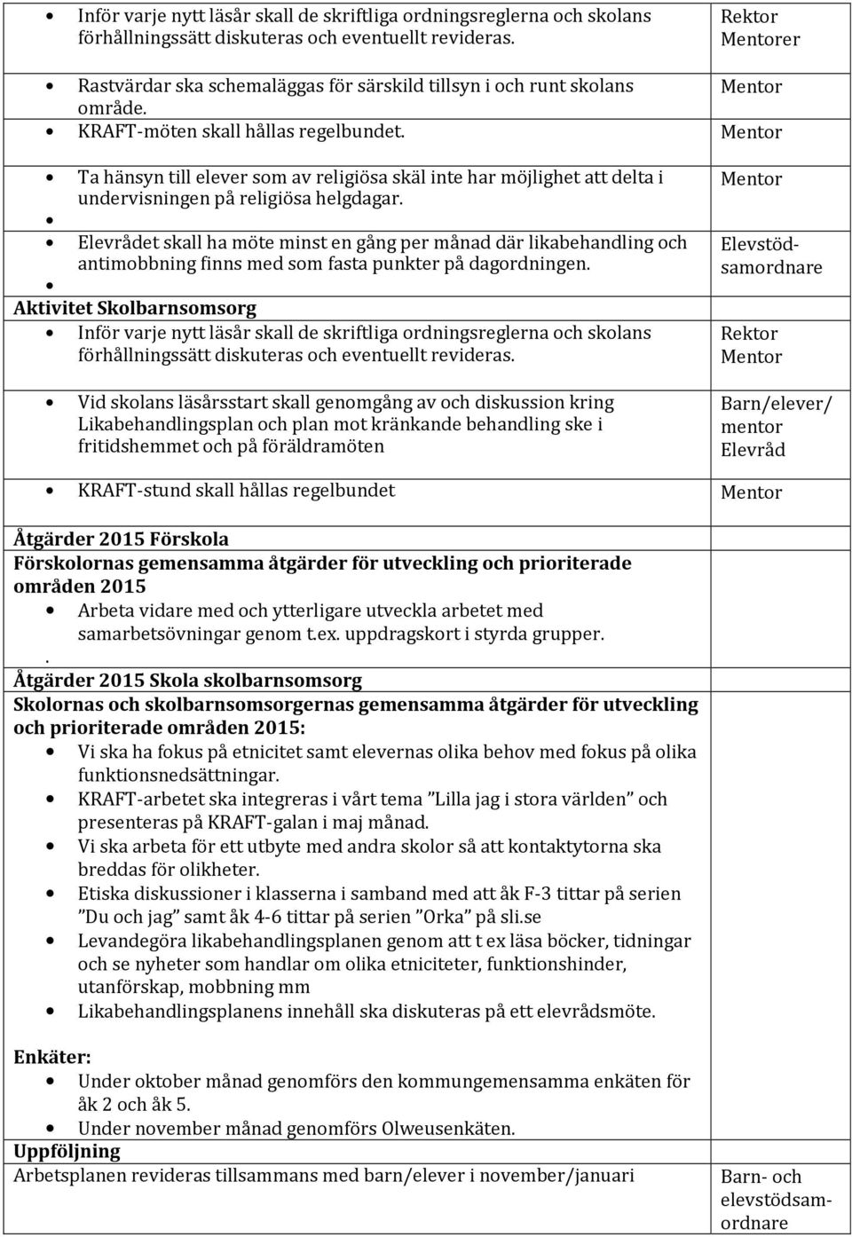 Mentor Ta hänsyn till elever som av religiösa skäl inte har möjlighet att delta i undervisningen på religiösa helgdagar.