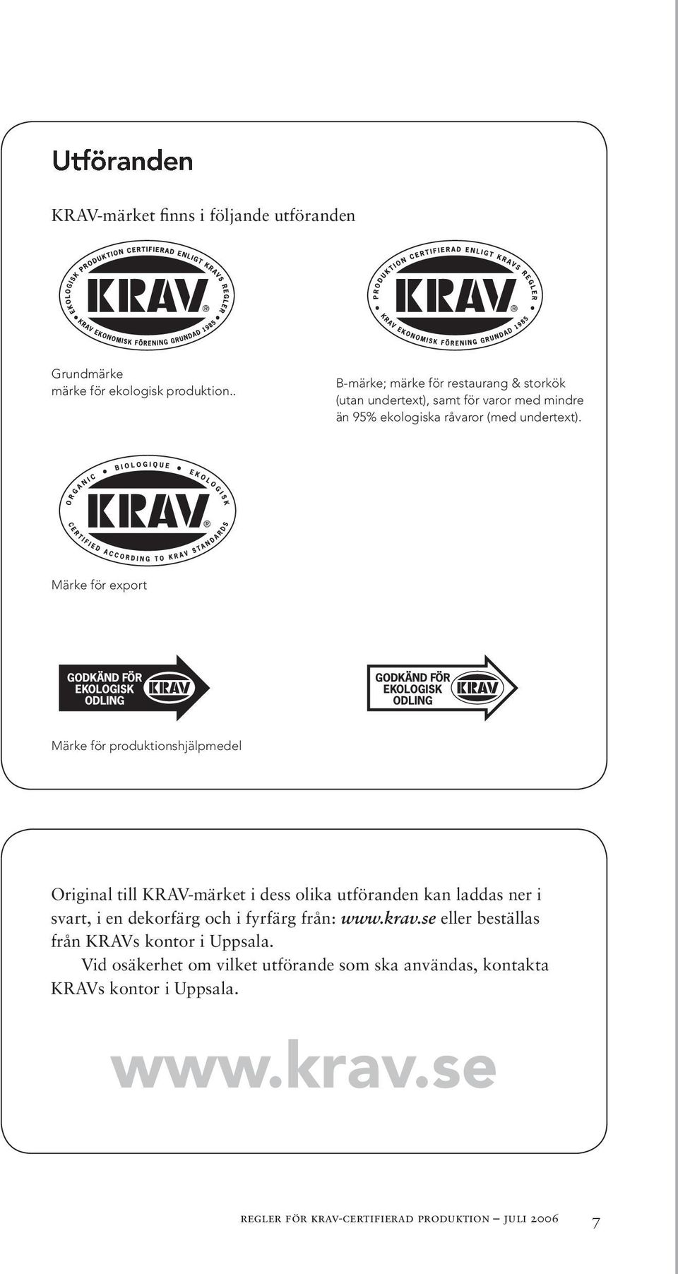 Märke för export Märke för produktionshjälpmedel Original till KRAV-märket i dess olika utföranden kan laddas ner i svart, i en dekorfärg och i
