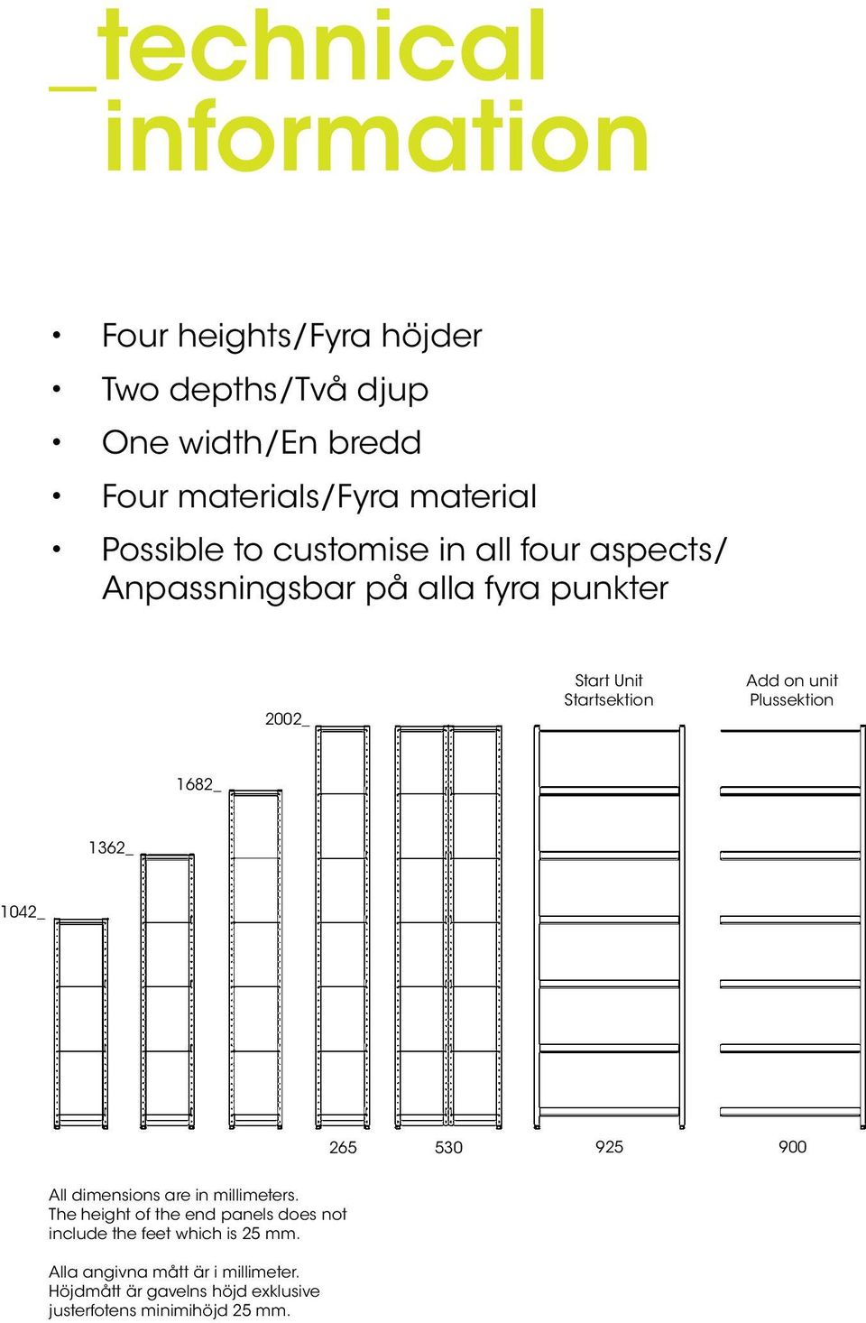 Plussektion 1682_ 1362_ 1042_ 265 530 925 900 All dimensions are in millimeters.