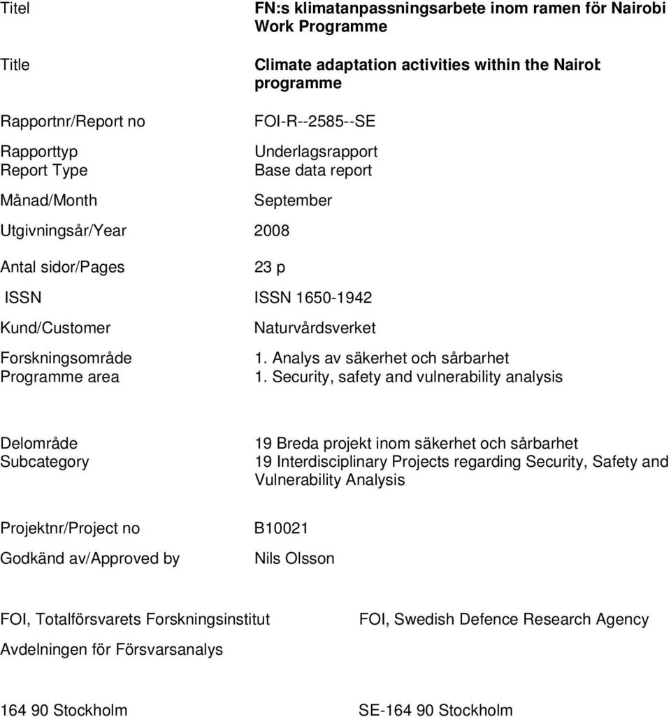 Analys av säkerhet och sårbarhet 1.