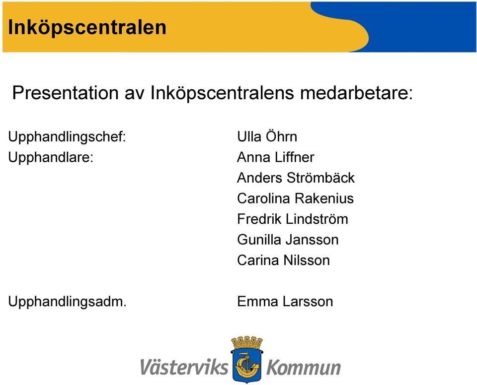 Anna Liffner Anders Strömbäck Carolina Rakenius Fredrik