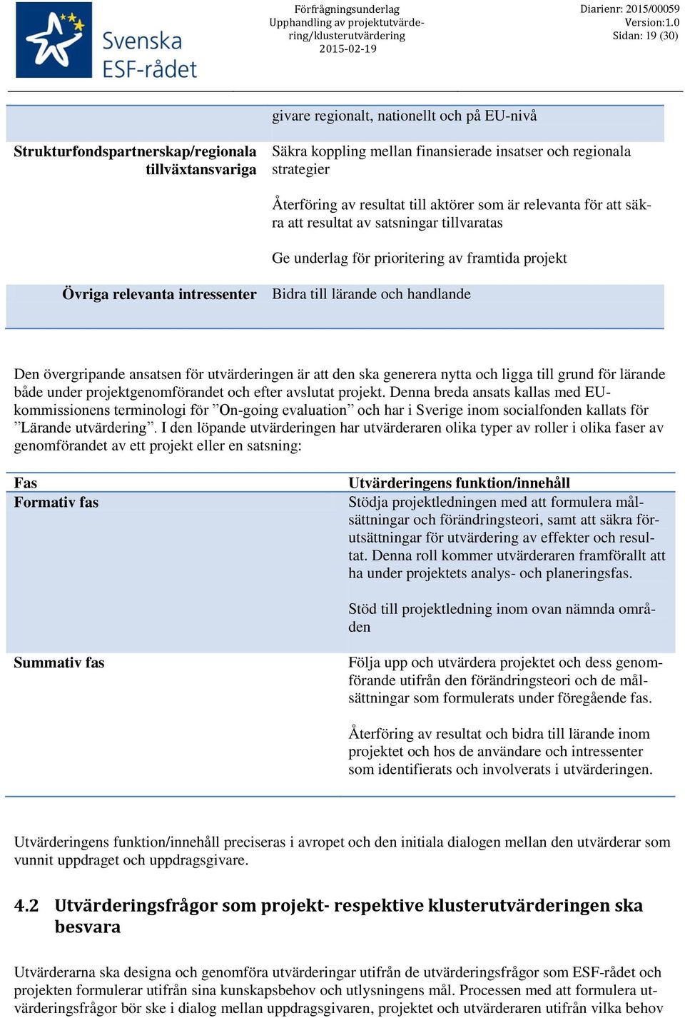 handlande Den övergripande ansatsen för utvärderingen är att den ska generera nytta och ligga till grund för lärande både under projektgenomförandet och efter avslutat projekt.