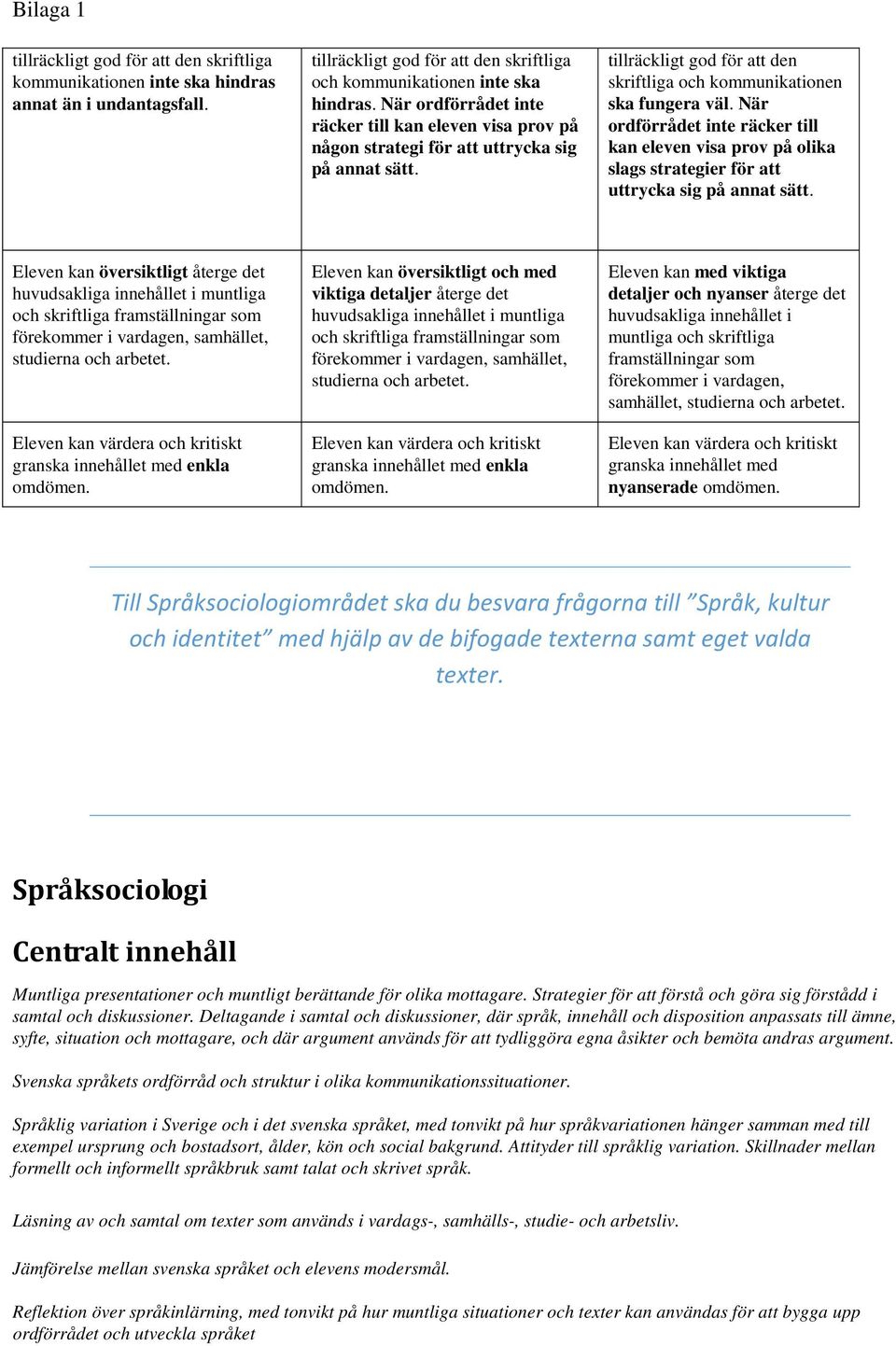 När ordförrådet inte räcker till kan eleven visa prov på olika slags strategier för att uttrycka sig på annat sätt.