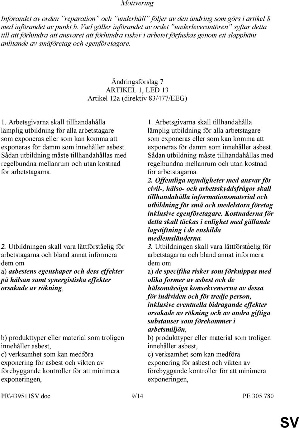 Ändringsförslag 7 ARTIKEL 1, LED 13 Artikel 12a (direktiv 83/477/EEG) 1.