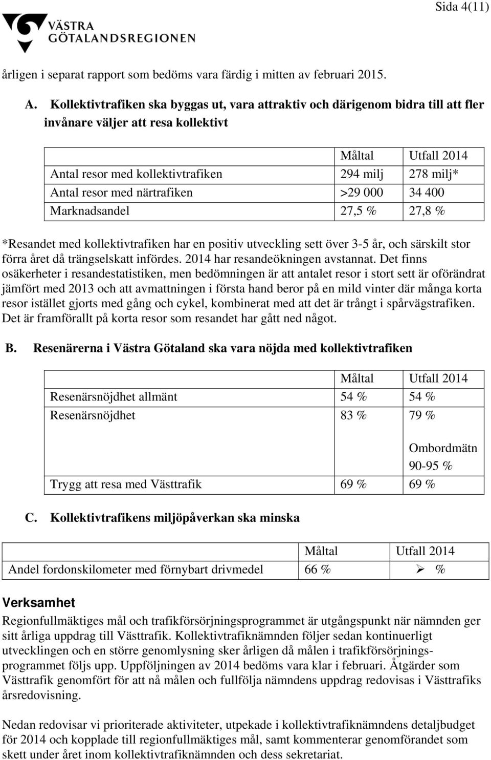 resor med närtrafiken >29 000 34 400 Marknadsandel 27,5 % 27,8 % *Resandet med kollektivtrafiken har en positiv utveckling sett över 3-5 år, och särskilt stor förra året då trängselskatt infördes.